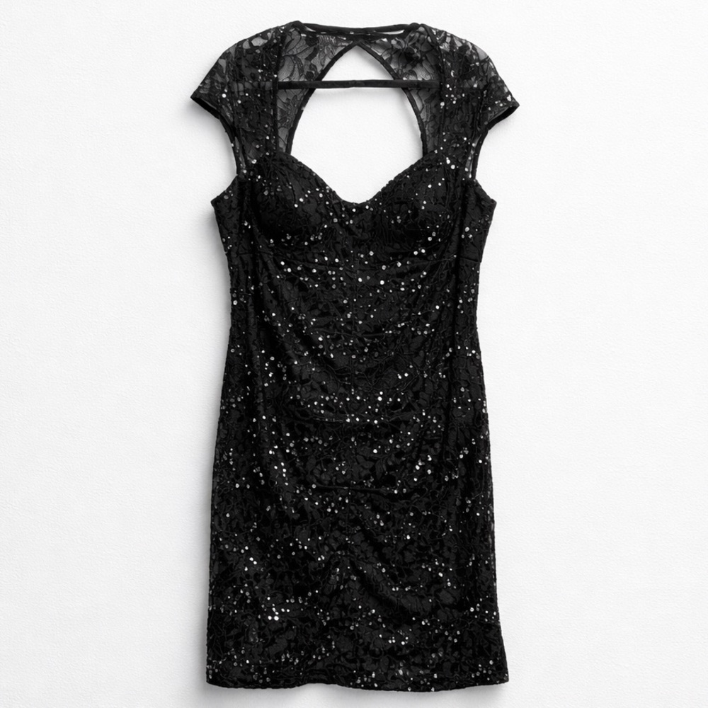 Anny Lee Black sequins and lace cocktail dress size 3X NWT